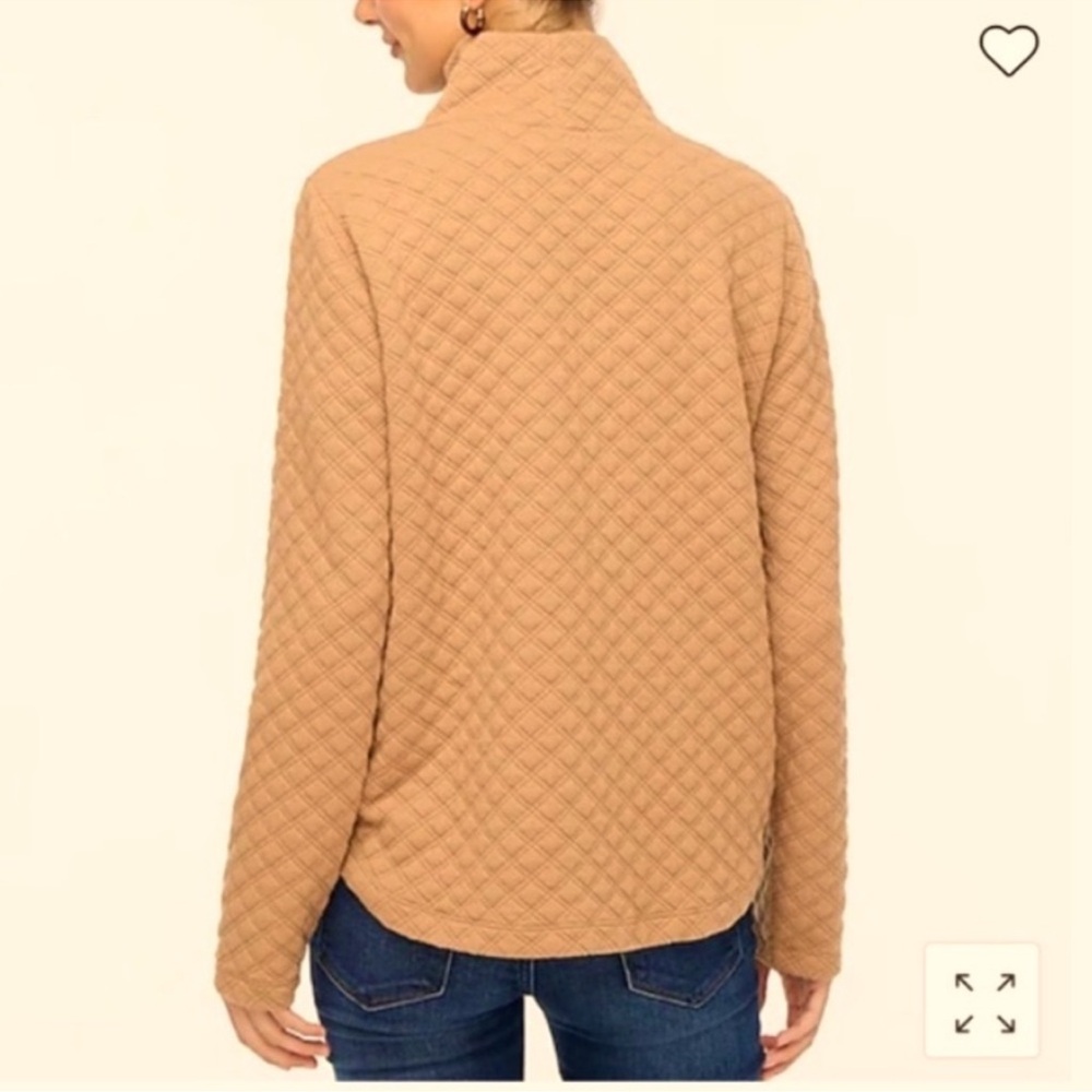 EUC J.Crew Quilted Mockneck Pullover Small Camel Tan Textured Cozy Sweater - Picture 3 of 13